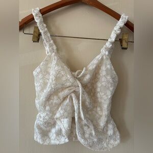 White Lace Crop Top with Braided Straps